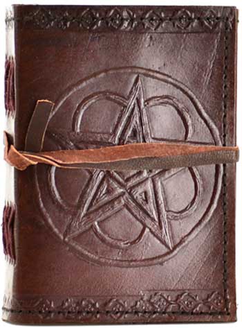 Pentagram leather blank journal w/ cord