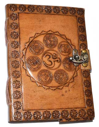 5" x 7" 7 Chakra Embossed leather w/ latch