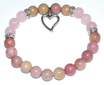 8mm Rhodochrosite & Rose Qtz/ Heart