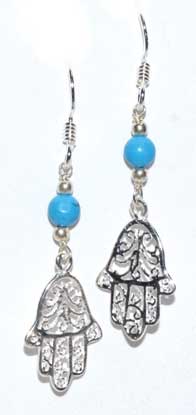 Fatima hand turquoise earrings