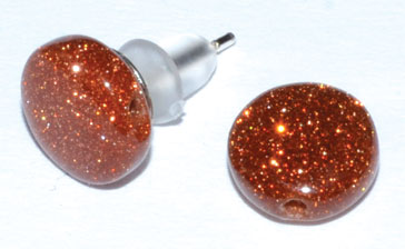 Red goldstone stud earrings