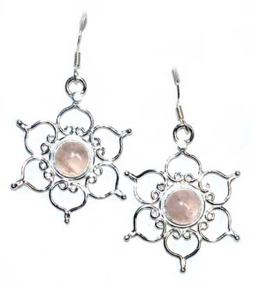 1.25" Lotus rose quartz earrings