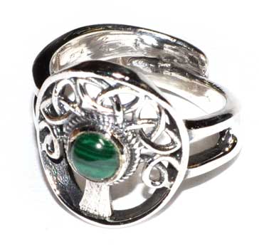 Tree malachite adjustable ring