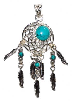 Dreamcatcher turquoise pendant