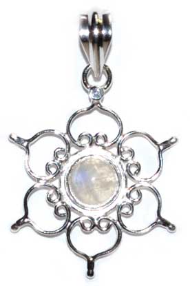 1.25" Lotus rainbow moonstone pendant