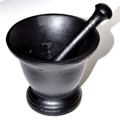 4 1/4" Cast Iron mortar and pestle set