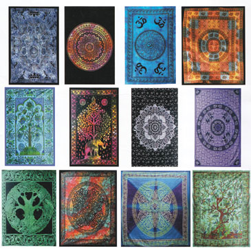 58" x 82" Assorted Design tapestry (mixed colors)