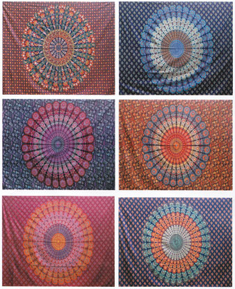 58" x 82" Mandala tapestry (mixed colors)